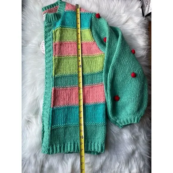 🆕 Umgee Women's Color Block Pom Pom Cardigan Sweater Multicolor Size S - Picture 5 of 6